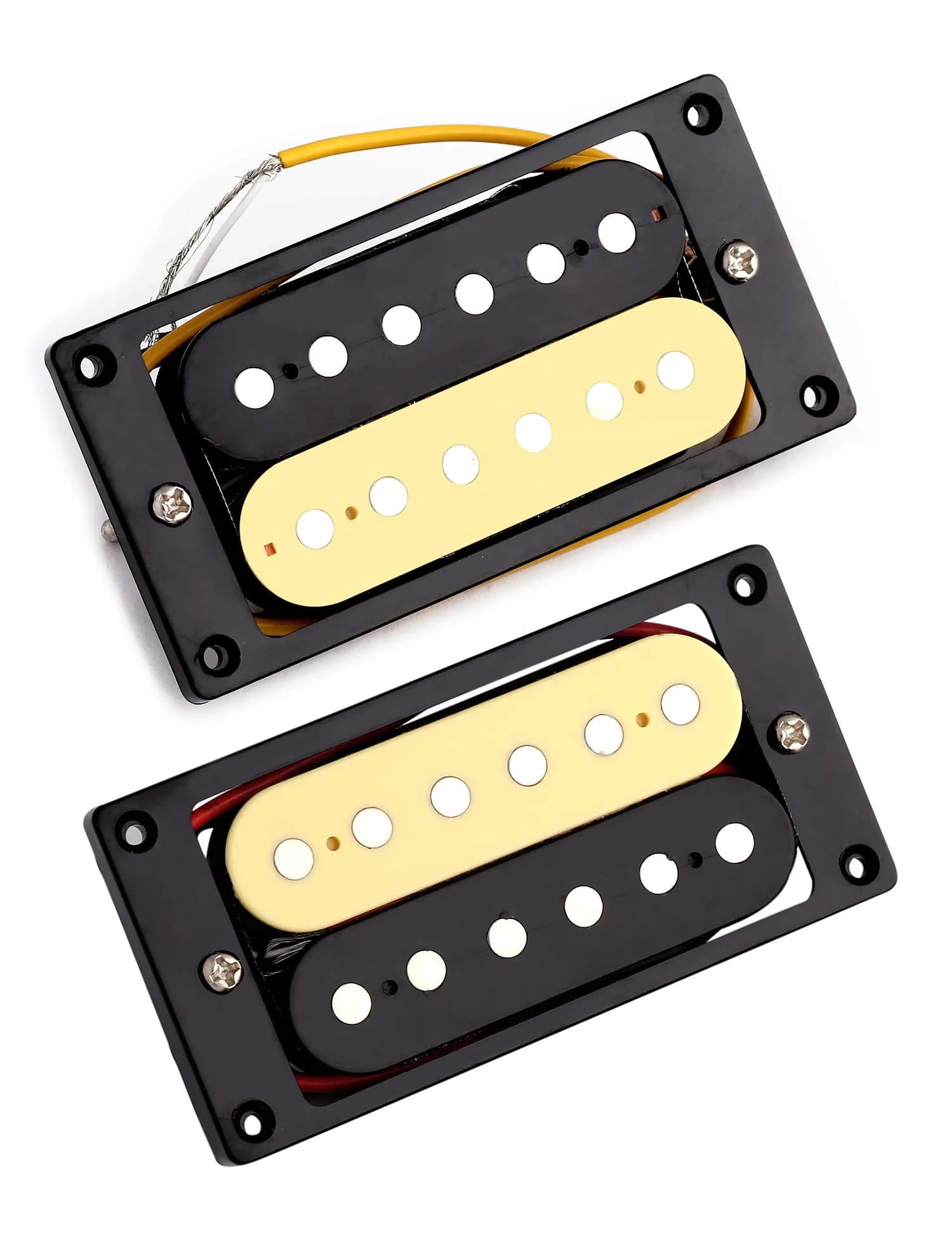 Metallor Zebra Humbucker Pickup Set | Ceramic Magnet Neck & Bridge for Electric Guitar — Black and Cream
