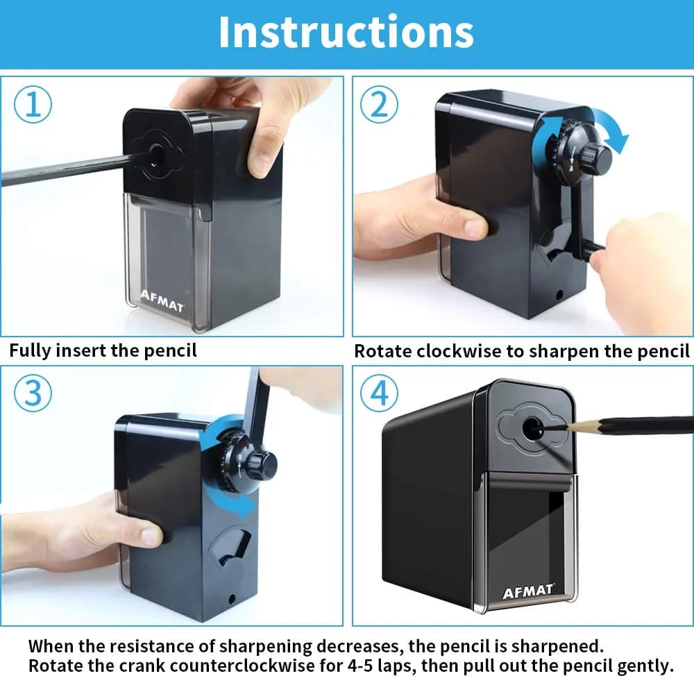 AFMAT Long Point Pencil Sharpener Manual for Artists | 8-20mm Long Nibs, Adjustable Sharpness, Self-Feed - view 6