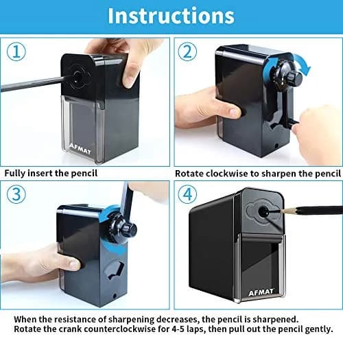 AFMAT Long Point Pencil Sharpener Manual for Artists | 8-20mm Long Nibs, Adjustable Sharpness, Self-Feed thumbnail 6