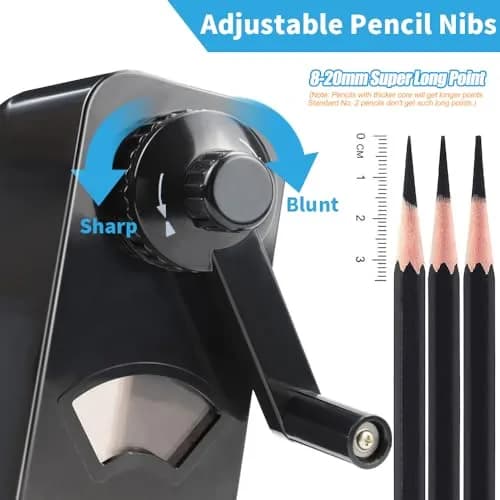 AFMAT Long Point Pencil Sharpener Manual for Artists | 8-20mm Long Nibs, Adjustable Sharpness, Self-Feed thumbnail 3