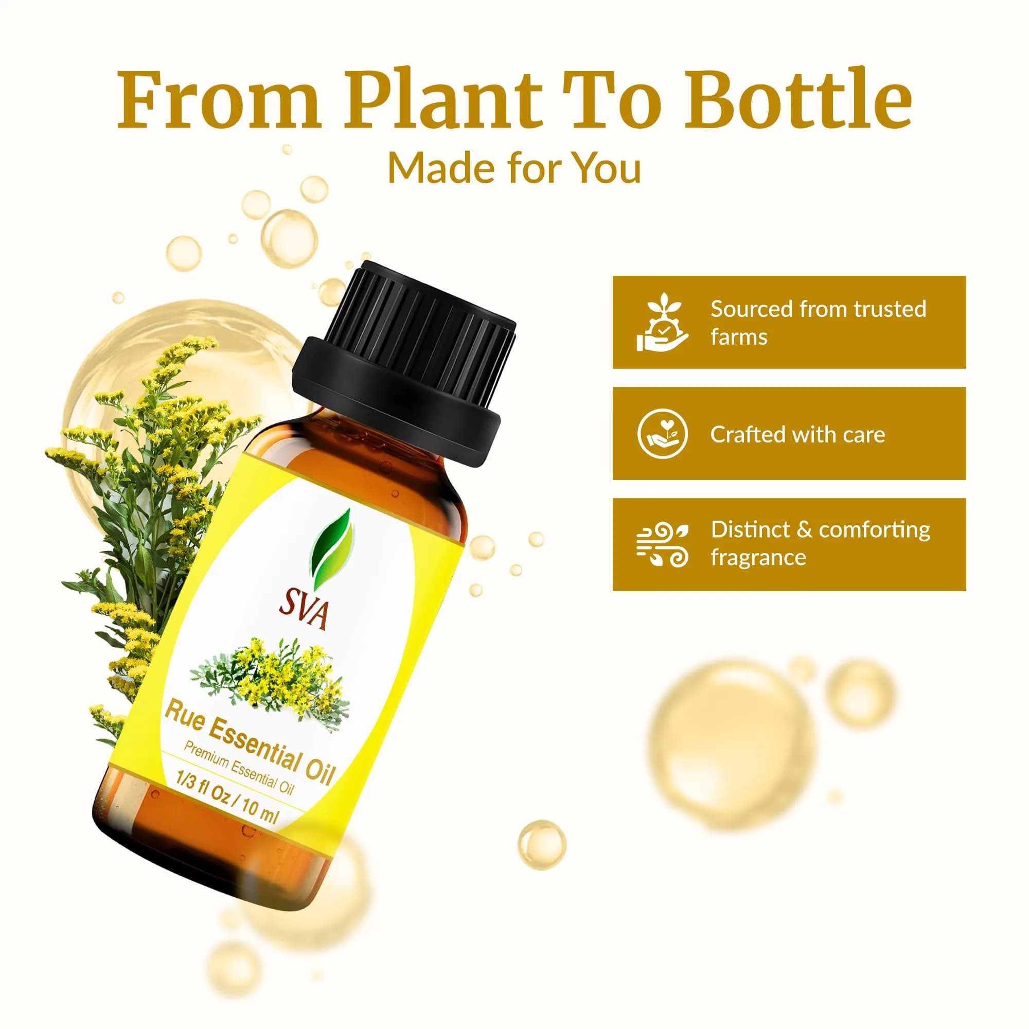 SVA Organics Rue Essential Oil 0.33 Fl Oz (10 ml) - Pure & Natural Aromatherapy Oil - view 4