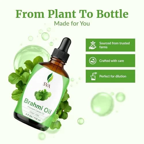 SVA ORGANICS Brahmi Carrier Oil, Pure & Natural, 4 Fl Oz (118 mL) thumbnail 4