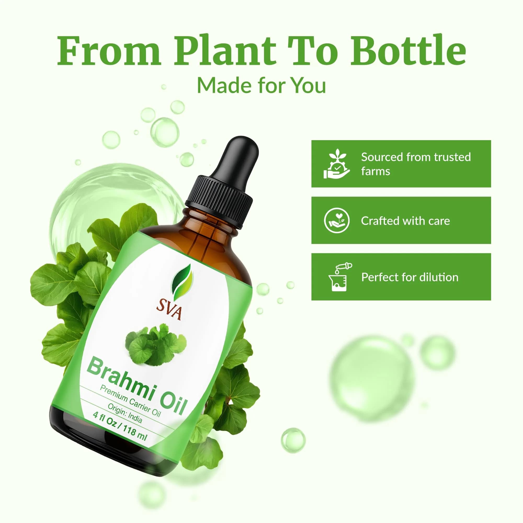 SVA ORGANICS Brahmi Carrier Oil, Pure & Natural, 4 Fl Oz (118 mL) - view 4