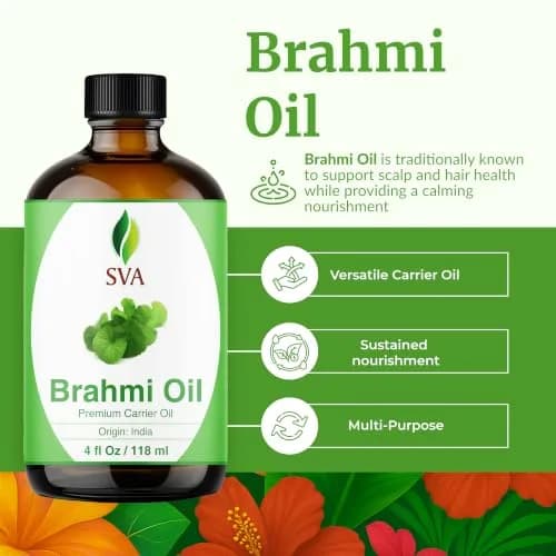 SVA ORGANICS Brahmi Carrier Oil, Pure & Natural, 4 Fl Oz (118 mL) thumbnail 2