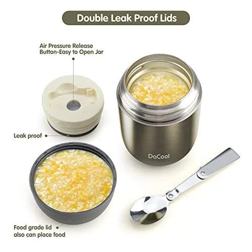 DaCool Food Thermo Insulated Food Jar 16oz | Leak-Proof Hot & Cold Food Container thumbnail 2