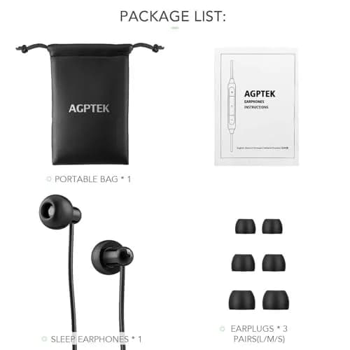 AGPTEK Sleep Earbuds In-Ear Earphones for Sleeping with 3 Sizes | Noise Isolating, Ultra-Light, Comfortable thumbnail 7