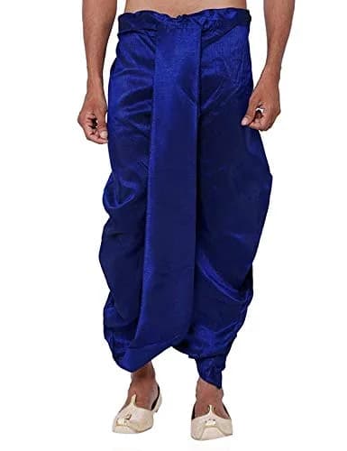 Royal Kurta Men's Silk Blend Dhoti Royal Blue | Free Size (44 inches) thumbnail 1