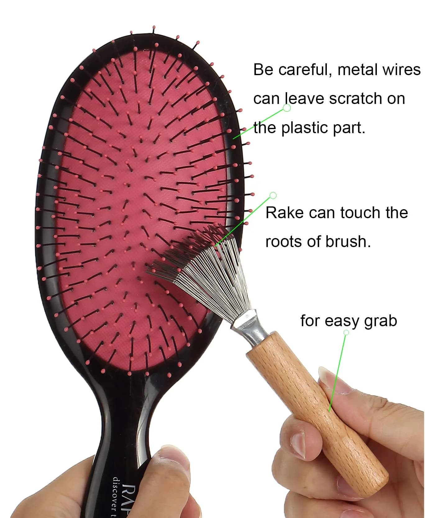 catin Hair Brush and Comb Cleaner Tool with Metal Wire Rake, 10.9 cm (4.3 Inch) thumbnail 2