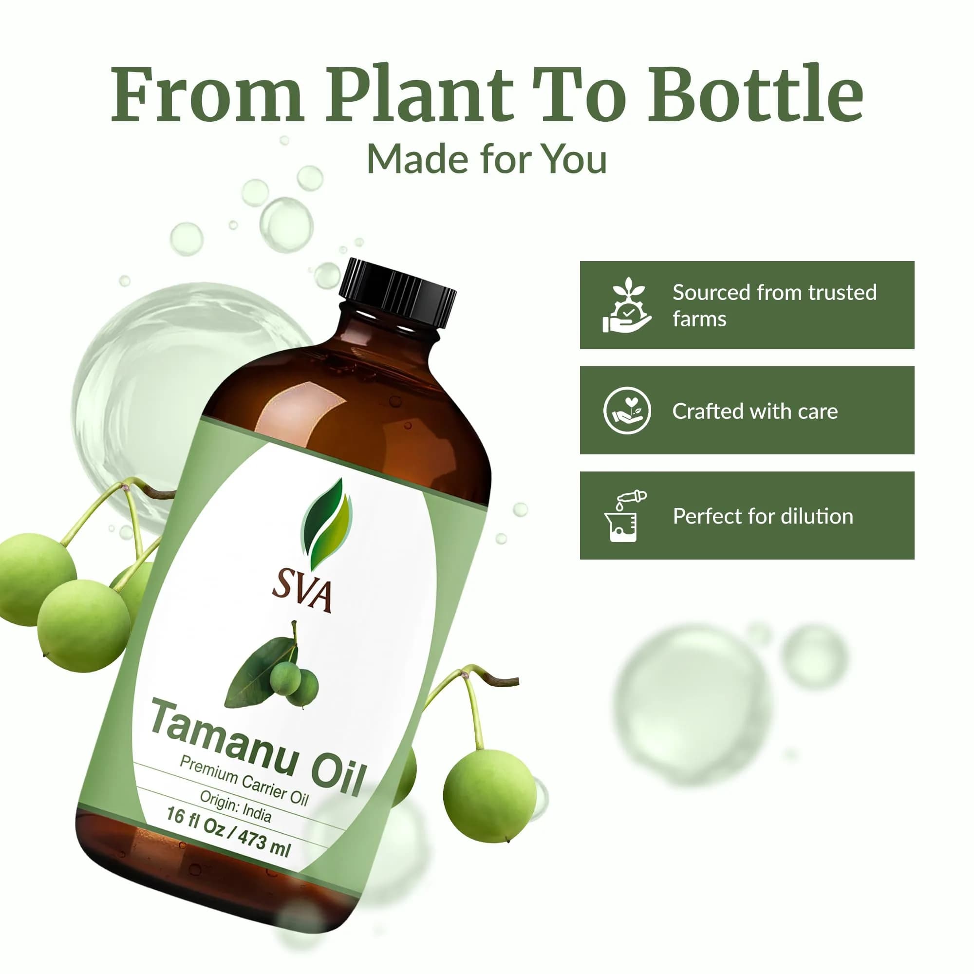 SVA Organics Tamanu Carrier Oil - 16 Fl Oz (473 ml) - Pure & Natural - view 4