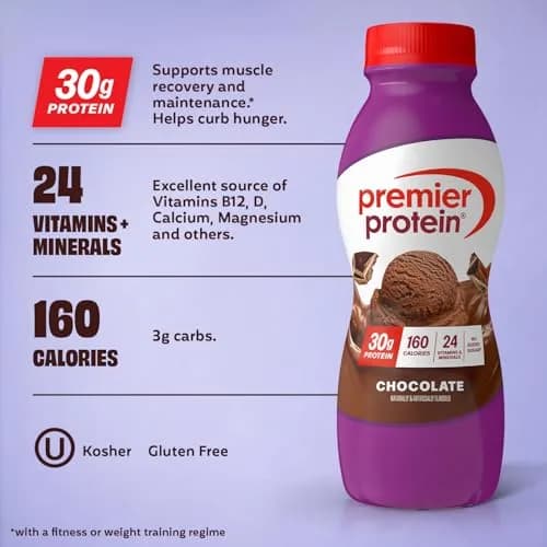 Premier Protein Chocolate 30g High Protein Shake, 138 fl oz (12 Pack) | Delicious & Convenient Protein Drink thumbnail 2