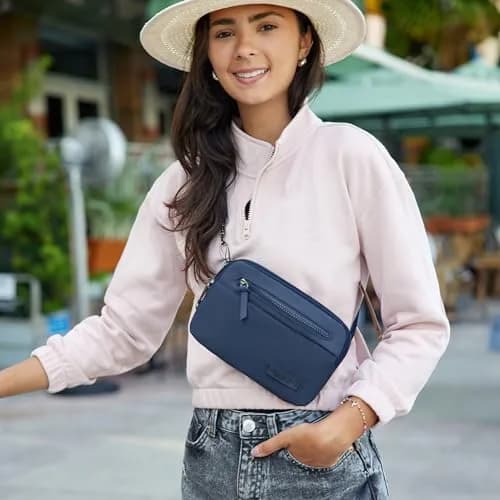 Travelon Anti-Theft Metro Convertible Small Crossbody Bag | RFID & Locking Zippers, 8.5"W x 5.25"H thumbnail 2