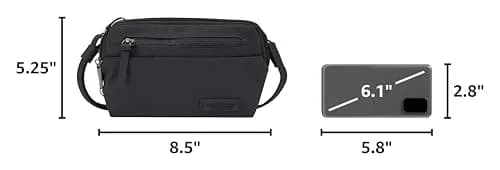 Travelon Anti-Theft Metro Convertible Small Crossbody Bag | RFID & Locking Zippers, 8.5"W x 5.25"H thumbnail 3