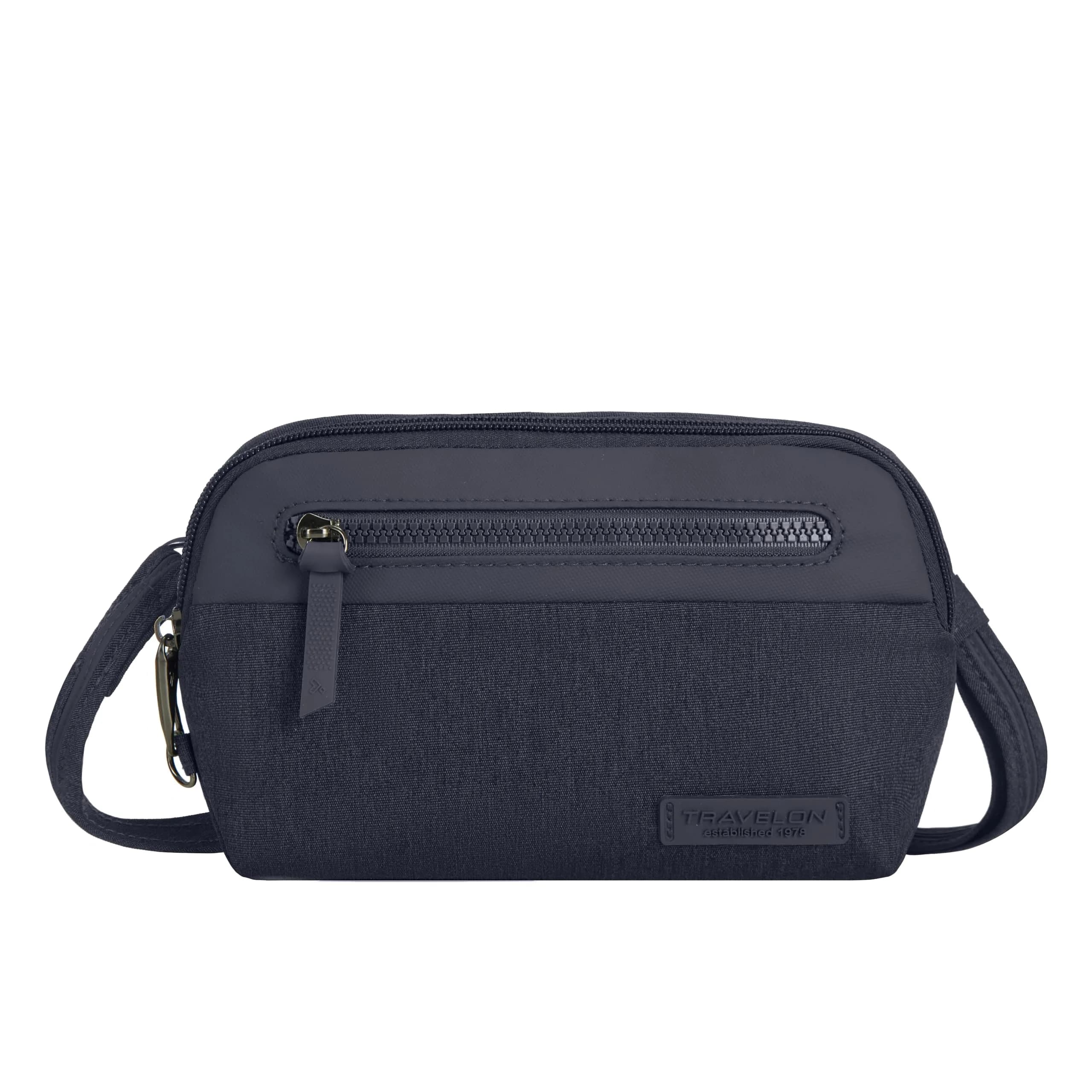 Travelon Anti-Theft Metro Convertible Small Crossbody Bag | RFID & Locking Zippers, 8.5"W x 5.25"H, Navy Heather