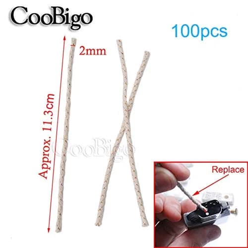 CooBigo Cotton Wick Core for Lighters 11.3mm x 2mm, Light Khaki (100 Count) thumbnail 2