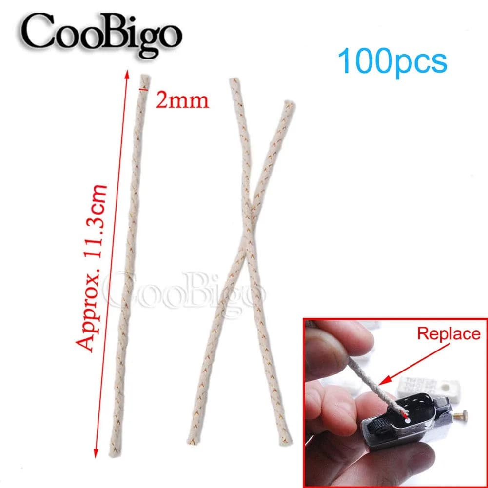 CooBigo Cotton Wick Core for Lighters 11.3mm x 2mm, Light Khaki (100 Count) - view 2