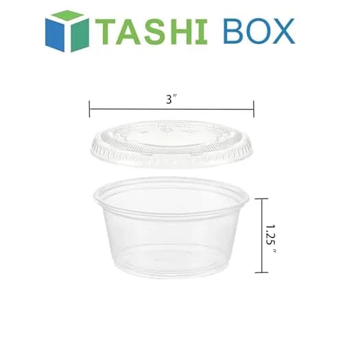 TashiBox 3.25 oz. Food Storage Containers | Clear Plastic Portion Cups with Lids (200 Sets) thumbnail 3