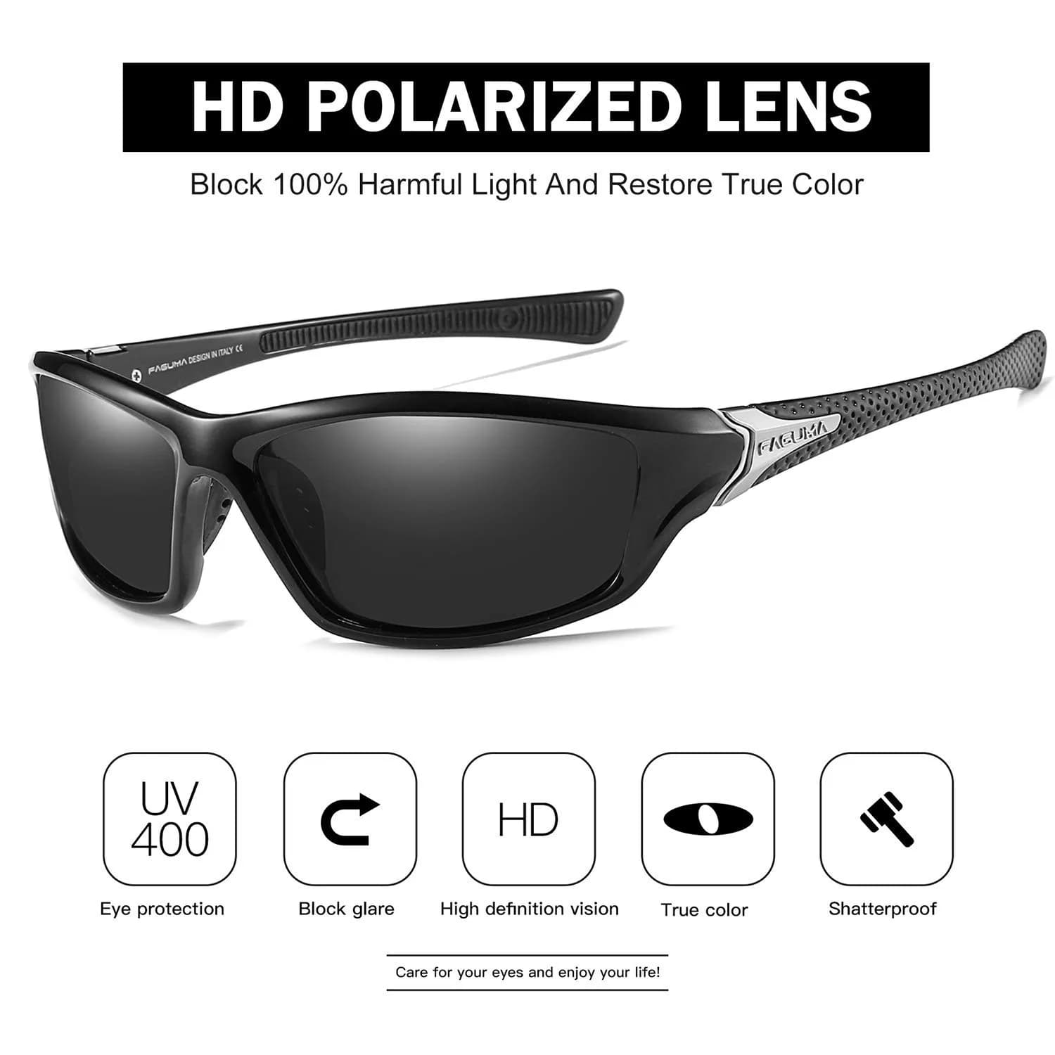 FAGUMA Sports Polarized Sunglasses For Men | 62mm (2.44 in) Lens Width - view 3
