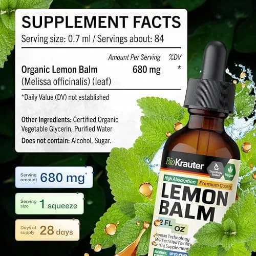 BIO KRAUTER Lemon Balm Tincture 60 ml (2 Fl Oz) | Natural Calming & Sleep Support thumbnail 4