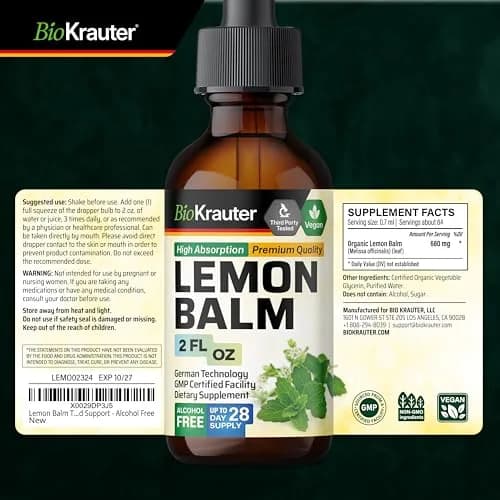 BIO KRAUTER Lemon Balm Tincture 60 ml (2 Fl Oz) | Natural Calming & Sleep Support thumbnail 9