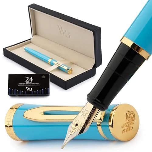 Wordsworth & Black Luxury Fountain Pen Sky Blue Medium Nib | Smooth Ink Flow for Students & Professionals thumbnail 1