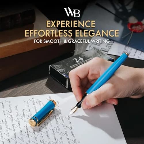 Wordsworth & Black Luxury Fountain Pen Sky Blue Medium Nib | Smooth Ink Flow for Students & Professionals thumbnail 2