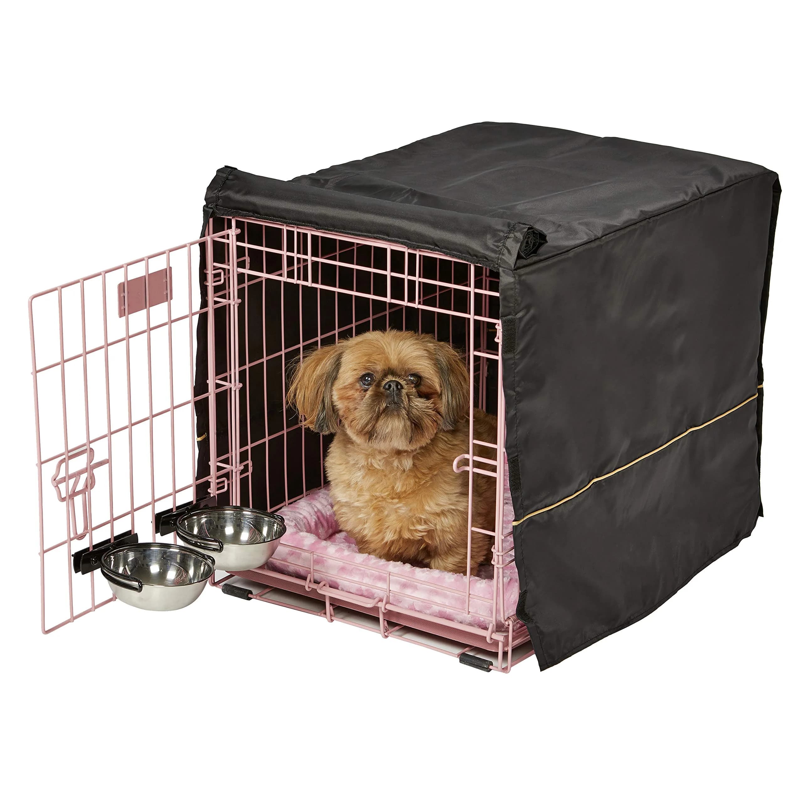 MidWest Homes for Pets Pink Animal_Cage 24-inch Starter Kit for Small Dogs | Complete Crate & Accessories — 24.0"L x 18.0"W x 19.0"H