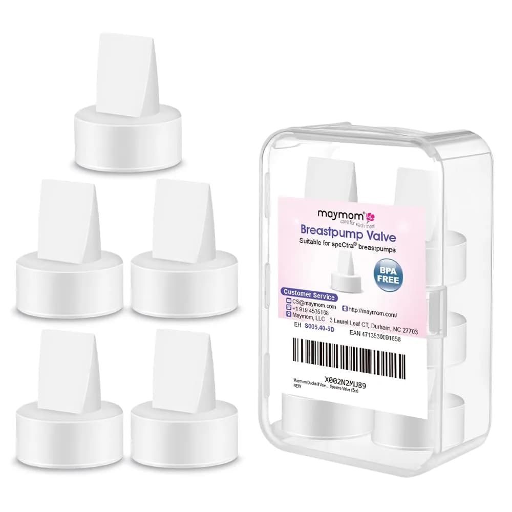 Maymom White Duckbill Valves for Spectra S1/S2 Pumps, 5 Count Replacement Parts | BPA-Free Silicone - main product image