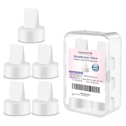 Maymom Duckbill Valves for Spectra S1/S2 Pumps, 6 ct (Mixed Color) | BPA-Free Silicone Replacement Parts — White / 5 Valves