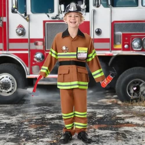 yolsun Kids Fireman Costume Set Halloween Role Play Dress Up Tan, 4-5Y | Authentic US Import for Kids thumbnail 7