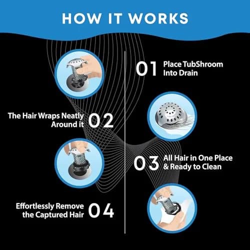 TubShroom Ultra Hair Catcher & Strainer for Bathtub Drains, Stainless Steel Combo with Adapters & Stopper | Catches Hair, Prevents Clogs thumbnail 8