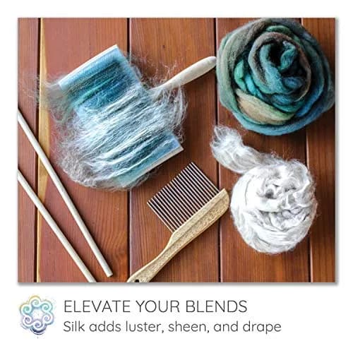 Living Dreams Yarn Mulberry Silk Fiber for Spinning, Blending, Felting, Dyeing 50g (1.76 oz) | Premium Grade Natural White thumbnail 4