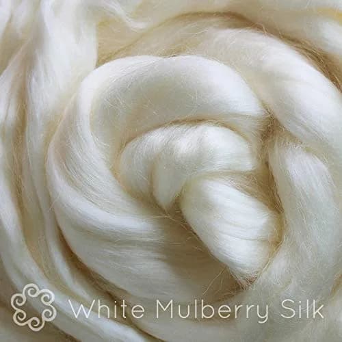 Living Dreams Yarn Mulberry Silk Fiber for Spinning, Blending, Felting, Dyeing 50g (1.76 oz) | Premium Grade Natural White thumbnail 2