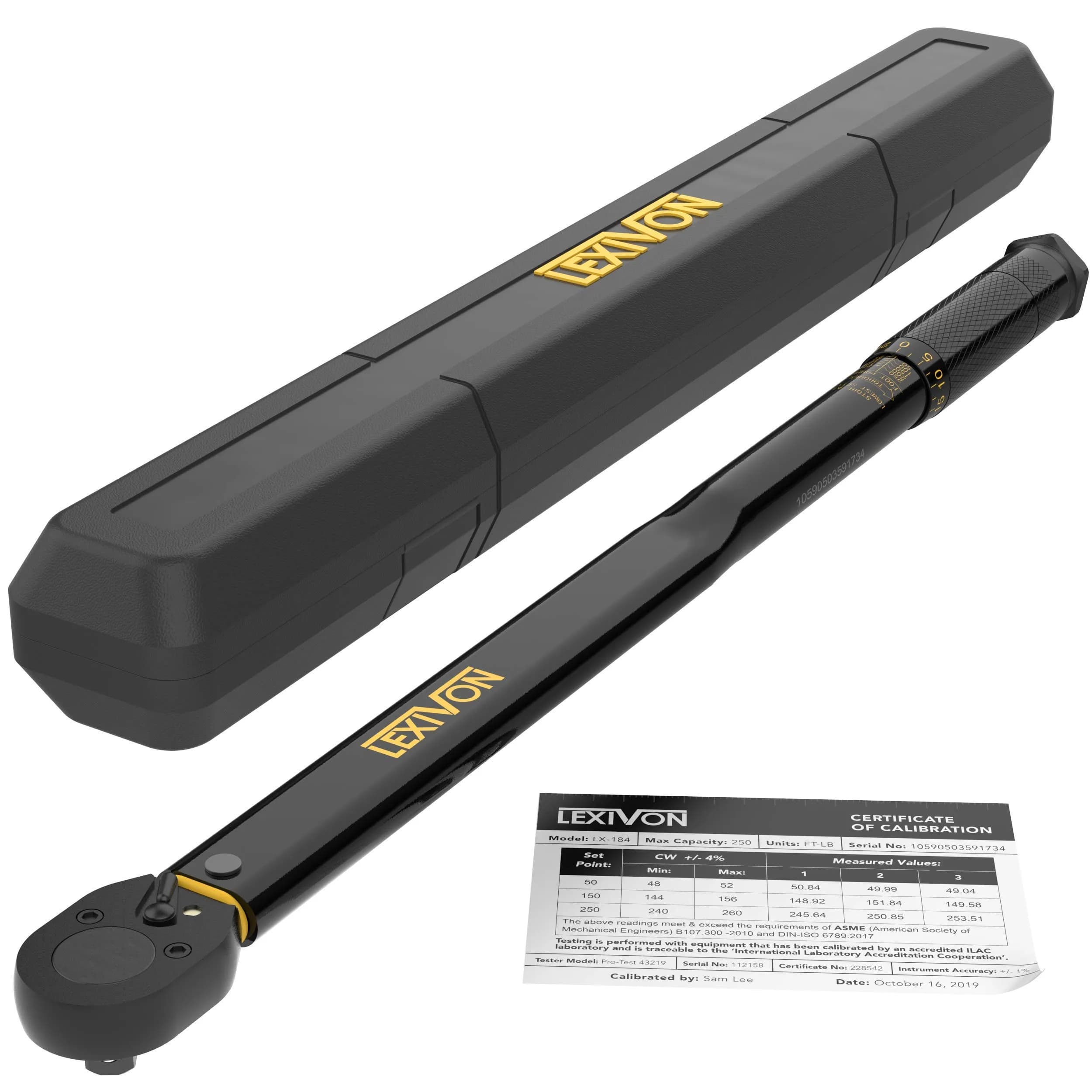 LEXIVON 1/2-Inch Drive Click Torque Wrench 25-250 Ft-Lb / 33.9-338.9 Nm | Certified Precision & Durable Build