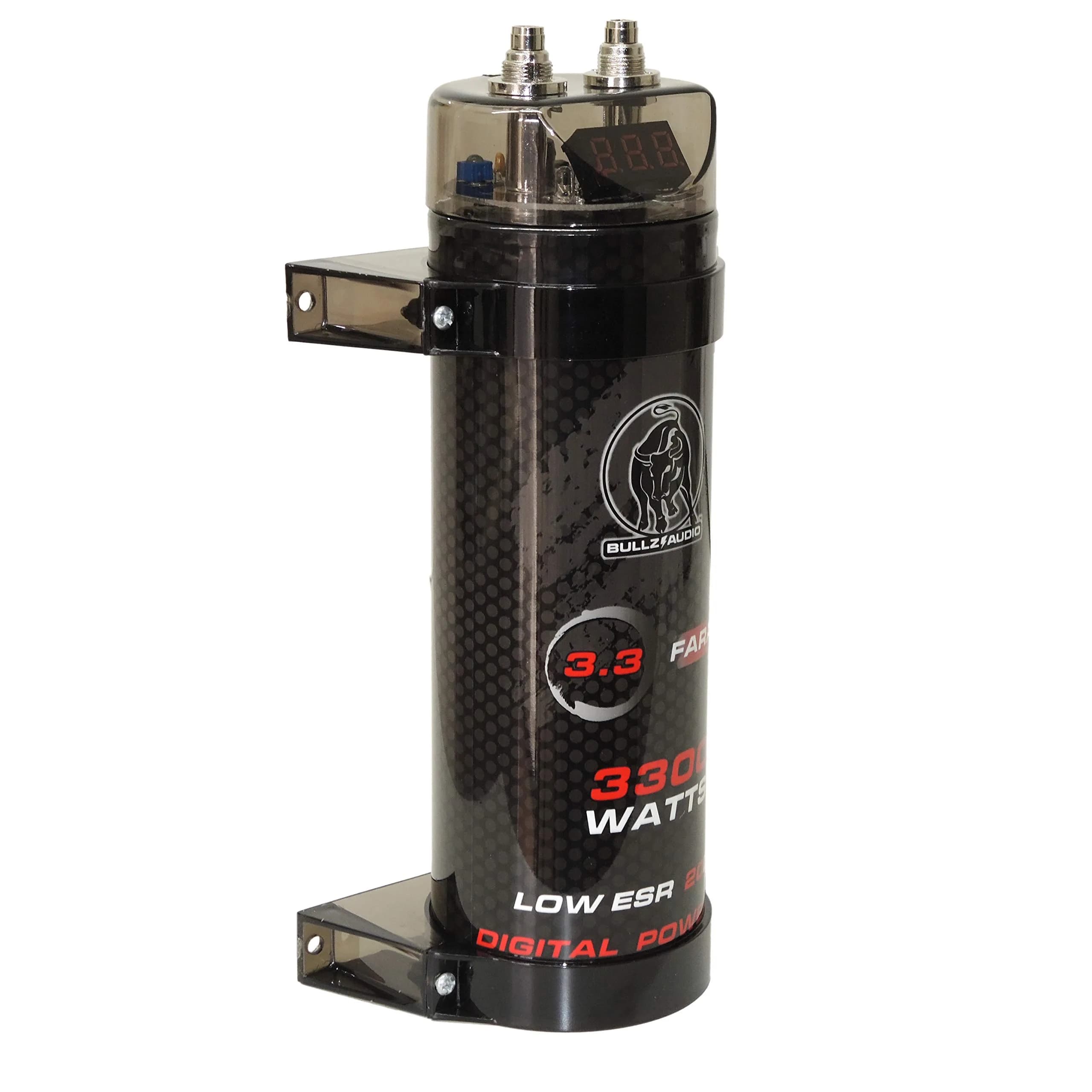 BULLZ AUDIO BCAP3.3 3.3 Farad Capacitor with Digital Voltage Display | 1.46 kg (3.2 lb) Aluminum