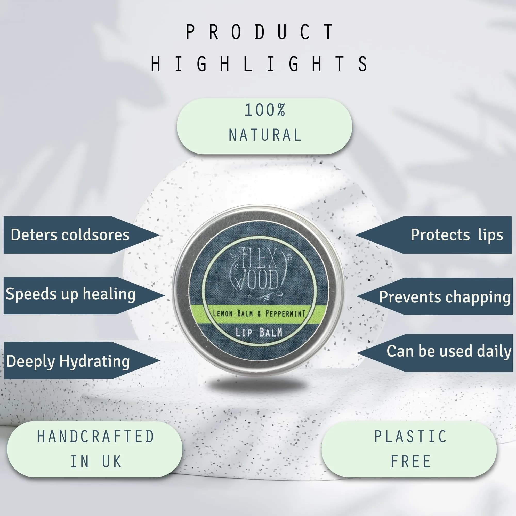 The Ilex Wood Vegan Lip Balm with Lemon Balm & Peppermint, 10ml (0.34 fl oz) | Natural Cold Sore Treatment - view 6