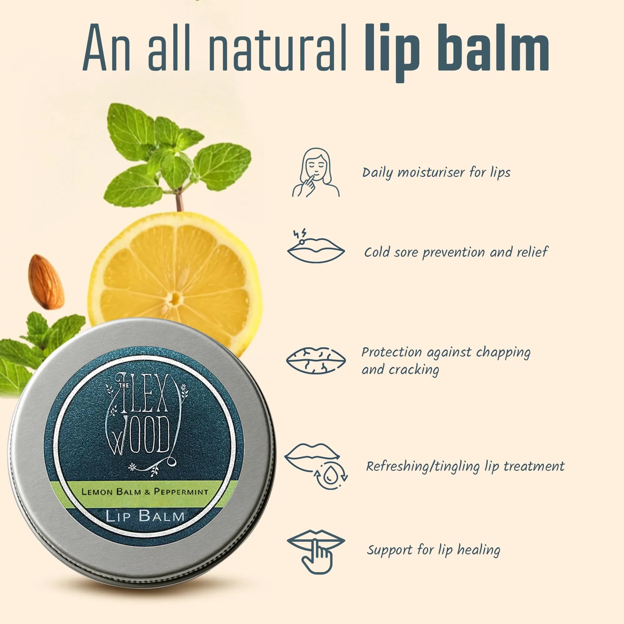 The Ilex Wood Vegan Lip Balm with Lemon Balm & Peppermint, 10ml (0.34 fl oz) | Natural Cold Sore Treatment - view 8