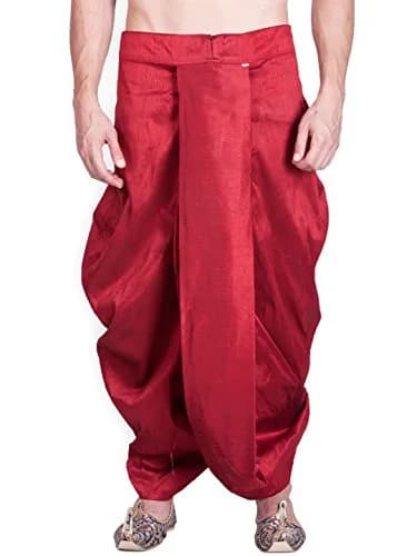 Royal Kurta Men's Silk Blend Dhoti Red | Free Size (44 inches) thumbnail 1