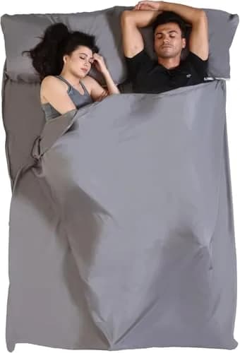 Tough Outdoors XL Sleeping Bag Liner with Zipper - Rectangular Travel Sheet 218cm (85") | Lightweight Polyester for Camping & Hotels thumbnail 1