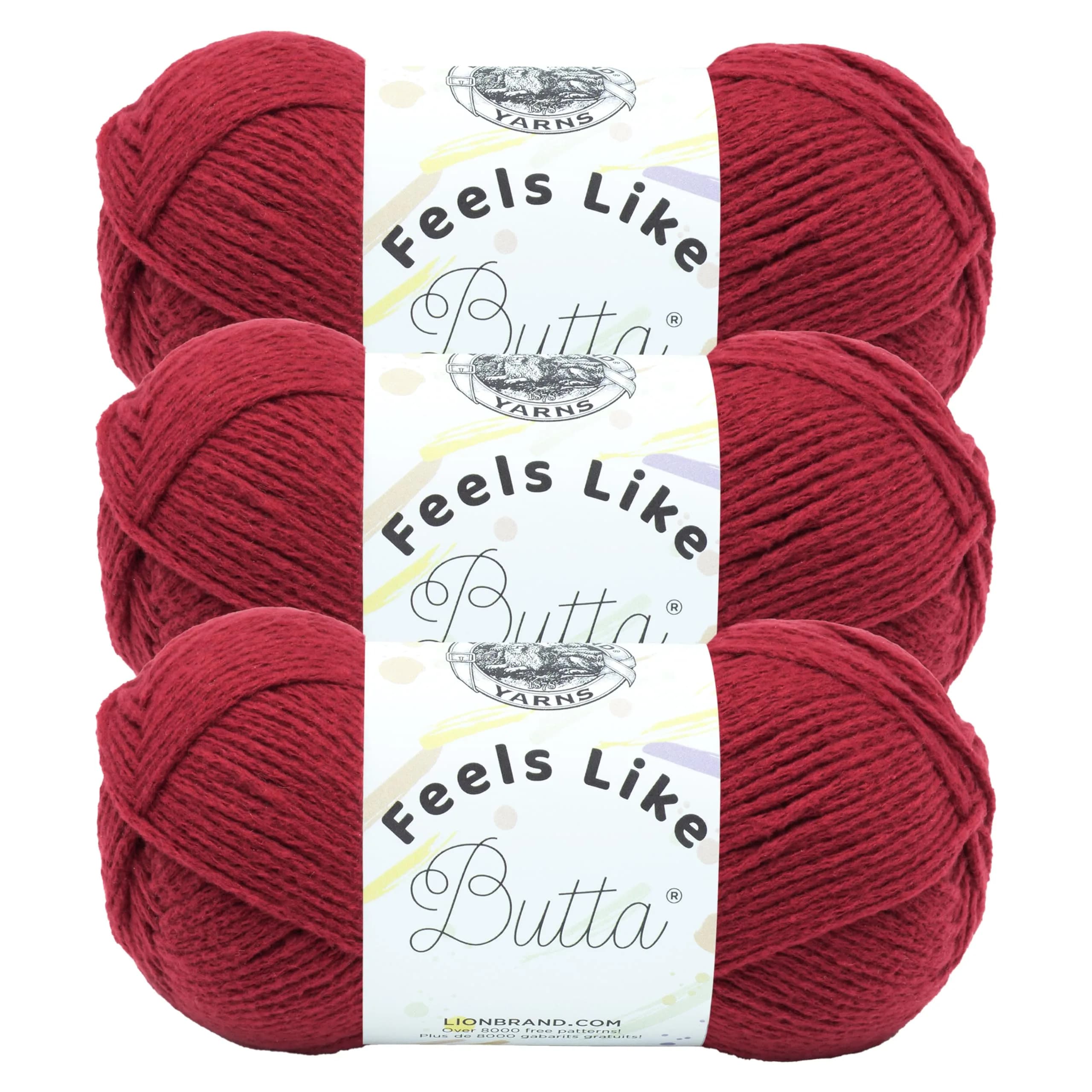 Lion Brand Yarn Feels Like Butta Crochet Yarn Cranberry 3 Pack (300 g / 654 yd) | OEKO-TEX Certified Soft Polyester for Amigurumi & Blankets
