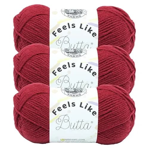 Lion Brand Yarn Feels Like Butta Crochet Yarn Cranberry 3 Pack (300 g / 654 yd) | OEKO-TEX Certified Soft Polyester for Amigurumi & Blankets thumbnail 1