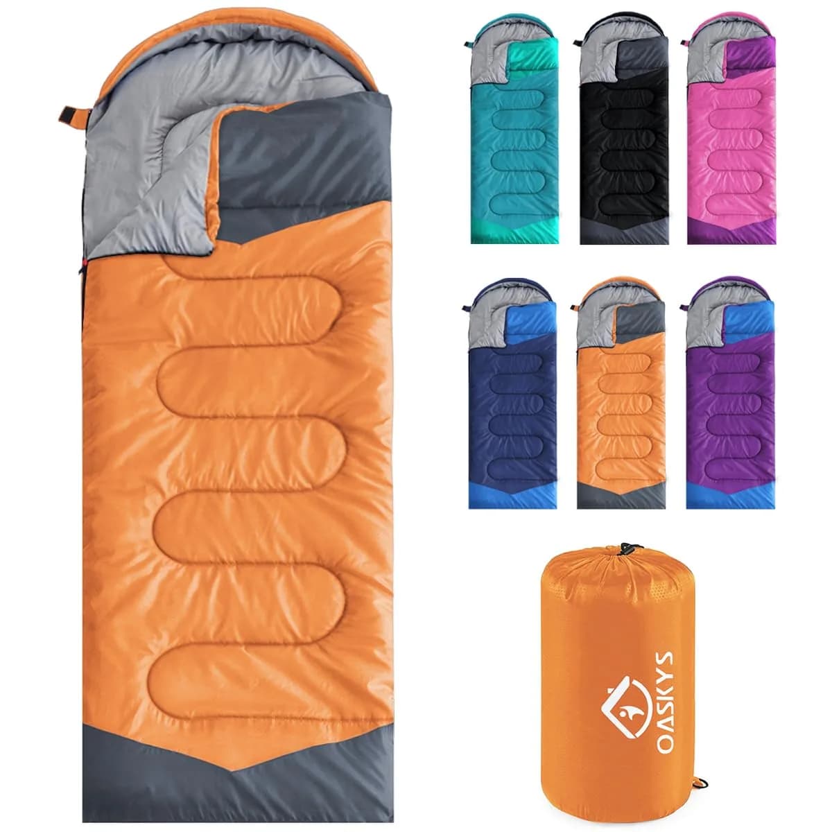 oaskys Camping Sleeping Bag - 3 Season Waterproof & Lightweight | Suitable for Adults & Kids