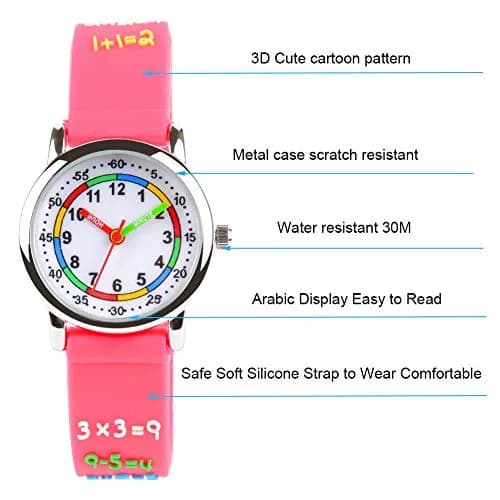 Venhoo Kids Watch for Girls, 3D Cartoon Analog Wrist Watch, Silicone Strap, Waterproof, Ages 3-8 | Educational & Durable thumbnail 2