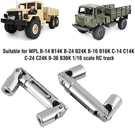 Dilwe RC Car Drive Shaft 2 Pcs Metal Universal for WPL 1/16 Scale RC Military Truck | Durable Upgrade Part thumbnail 6