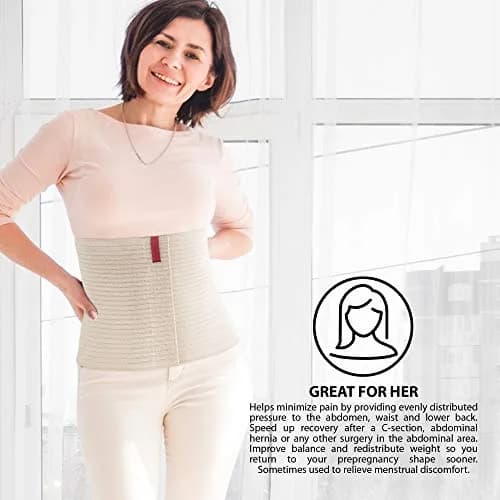 ORTONYX 10-inch Abdominal Binder Belly Compression Wrap Beige S/M (up to 32") | Post-Surgical, Postpartum Support thumbnail 6