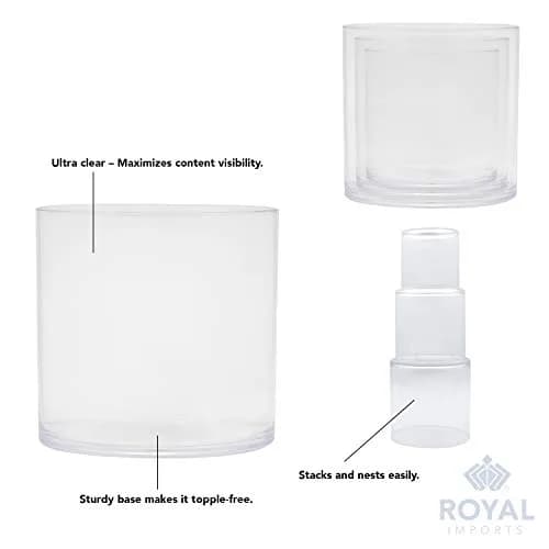 Royal Imports Plastic Cylinder Flower Vase Set of 3 | Non-Breakable Acrylic, 4-6 Inches thumbnail 4