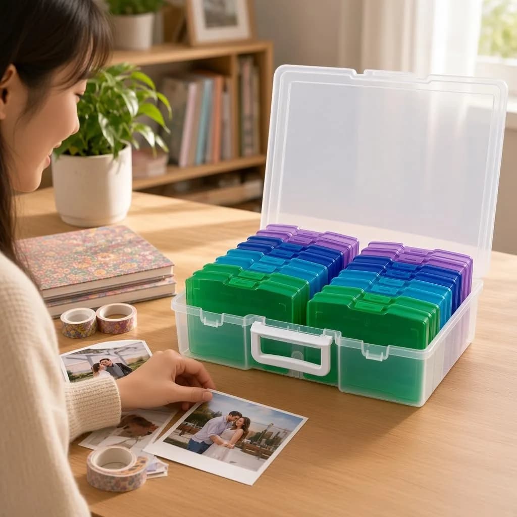 novelinks Photo Storage Box with 16 Inner Cases | 14.8"W x 12"L x 5.1"H (37.6cm x 30.5cm x 13cm) - view 4