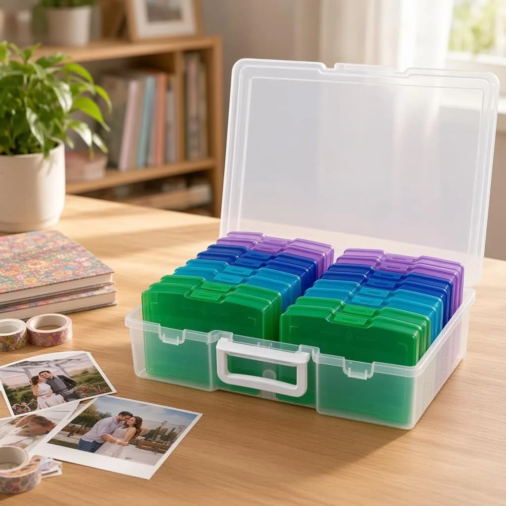 novelinks Photo Storage Box with 16 Inner Cases | 14.8"W x 12"L x 5.1"H (37.6cm x 30.5cm x 13cm) - view 2