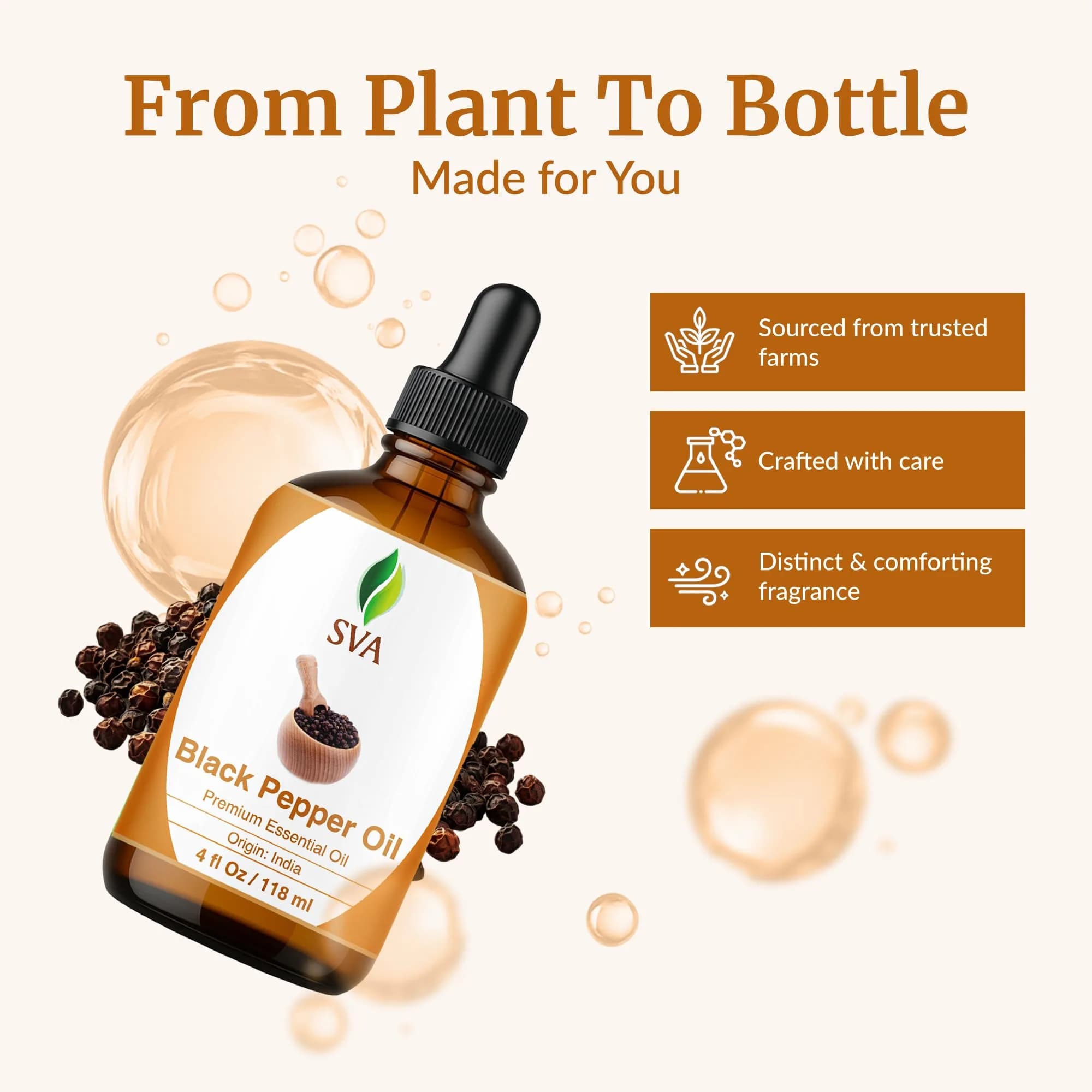 SVA ORGANICS Black Pepper Essential Oil 4 Fl Oz (118 mL) - Pure & Natural - view 4
