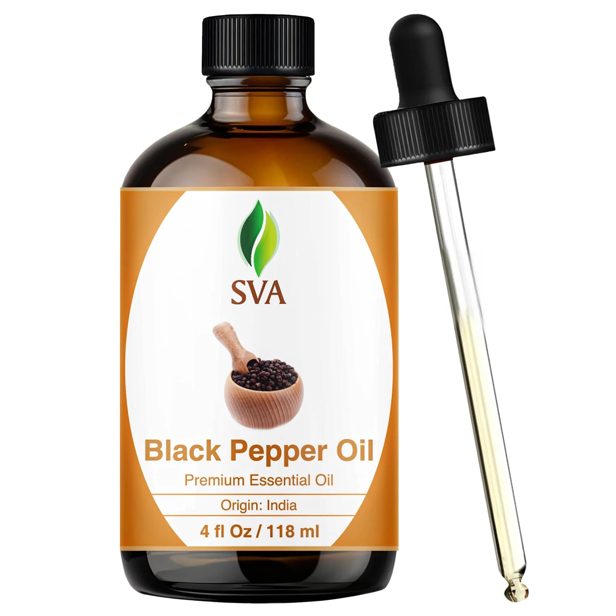 SVA ORGANICS Black Pepper Essential Oil 4 Fl Oz (118 mL) - Pure & Natural - main product image