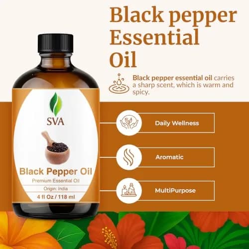 SVA ORGANICS Black Pepper Essential Oil 4 Fl Oz (118 mL) - Pure & Natural thumbnail 2